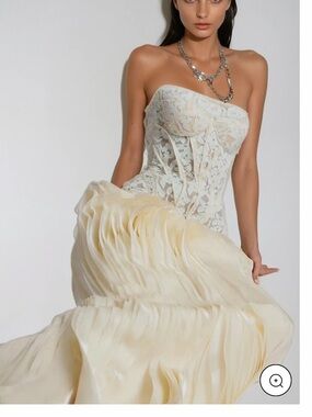 Innovare Denim Blerta Strapless Corset Mesh Maxi Dress